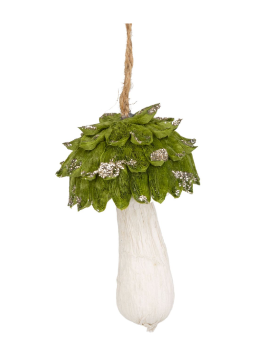 Green and White Mushroom Ornament